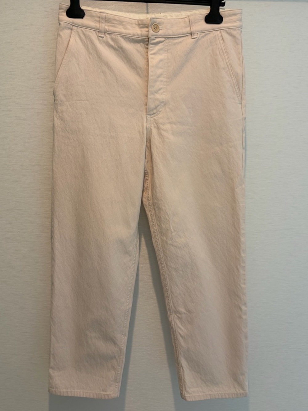 COS Khaki Chino Pants US 8 Beige Textured Minimalist Tailored Trouser High Waist